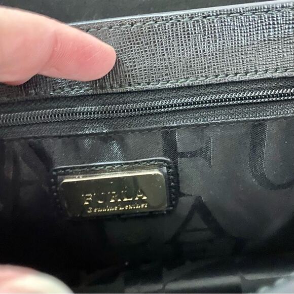 FURLA Metropolis Chain Black Leather Front Plate Logo Small Size Crossbody Bag - Picture 9 of 16